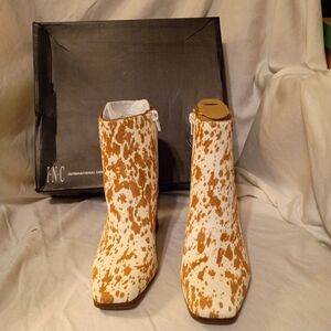 INC Brown and White Ankle Boots